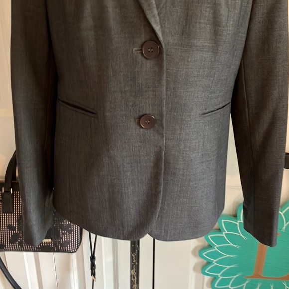 Just listed💋 classic black gray w/ light white line throughout 2 button blazer - Picture 3 of 16